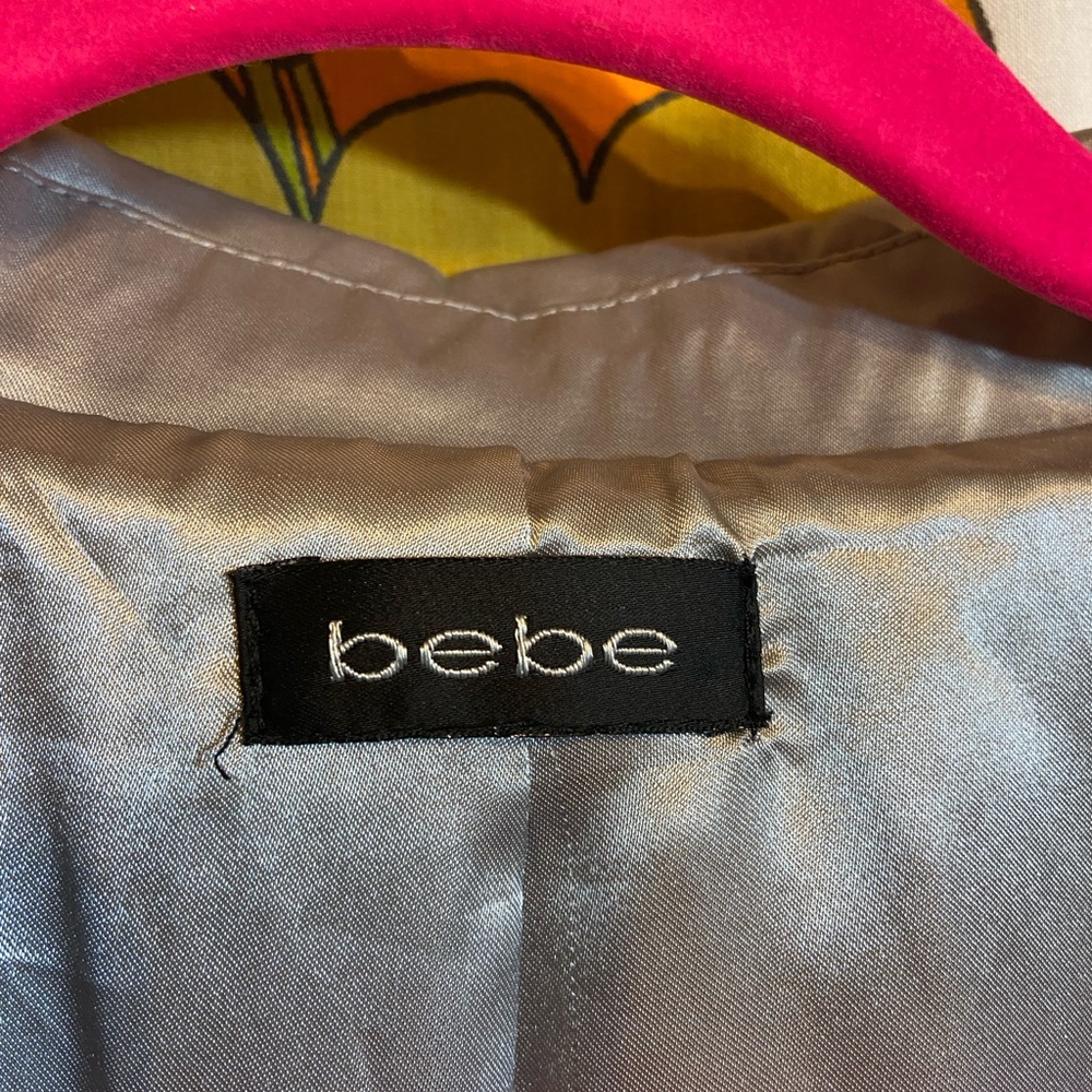 Bebe Metallic Silver Dressy Trench Coat - Picture 2 of 10